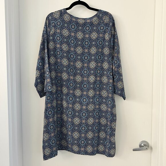 Garnet Hill Geometric Print 100% Silk Shift Dress Size 18 - Picture 7 of 7